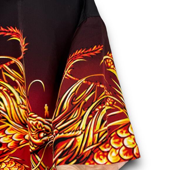 Vintage Y2K MT:2 Fire Dragon Short Sleeve Button Front Shirt Black Red Size XL - Picture 4 of 7